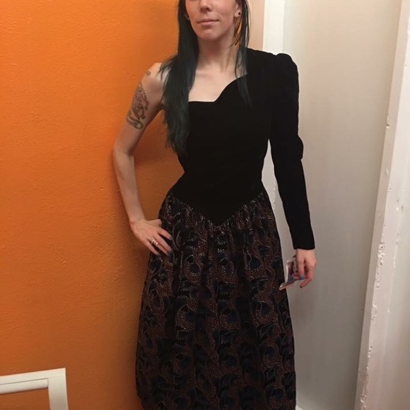 SOLD Vintage Jessica McClintock peacock dress - Picture 2 of 8